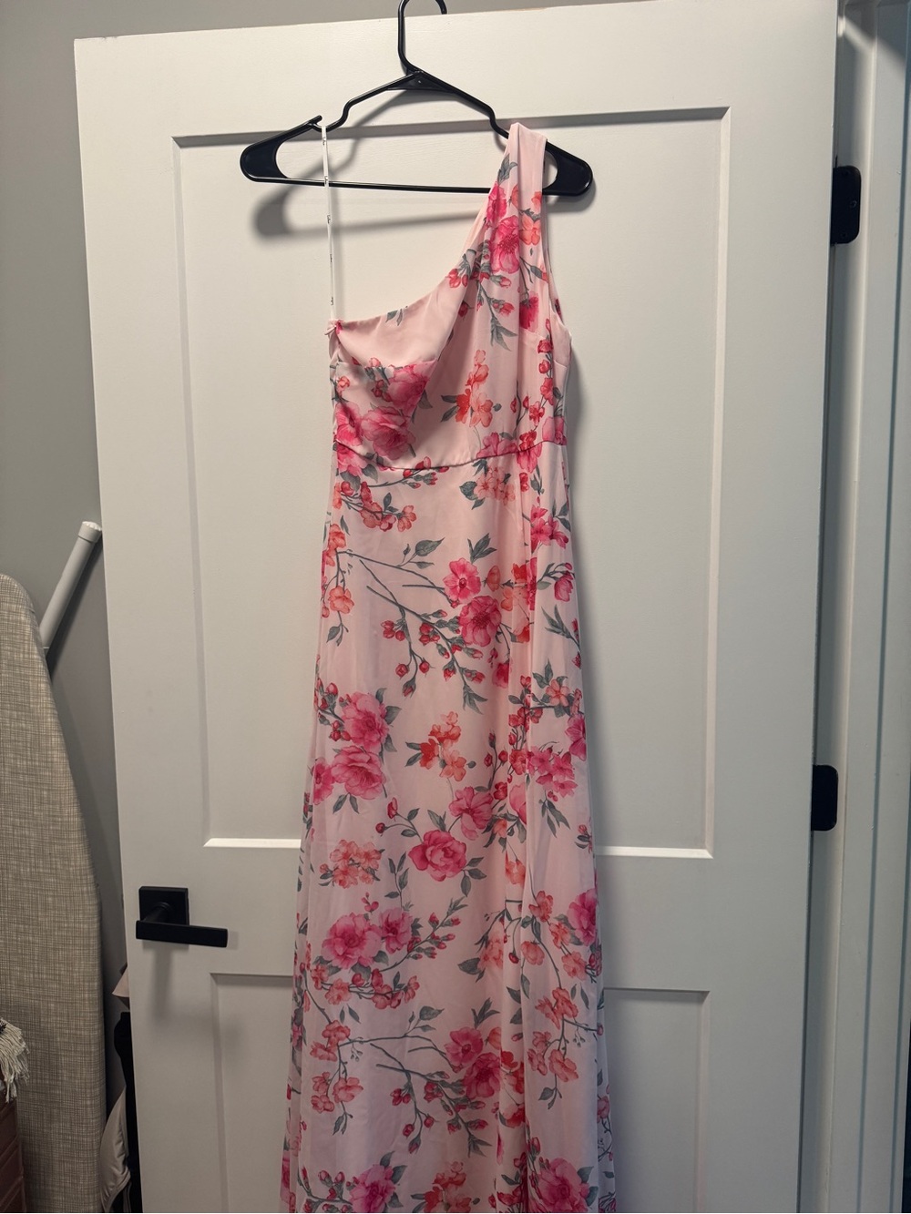 Lulu's Blush Pink One-Shoulder Floral Maxi Dress - Picture 2 of 4